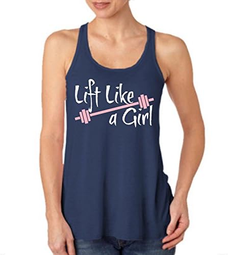 Lift Like a Girl Women's Weight Lifting Racerback Flowy Tank (Large, Midnight)