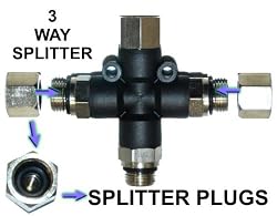 3-Way Airbrush Air Hose Splitter Manifold with 1/8" fittings and plugs