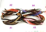 Multi Strand Leather Bracelet / Hemp Surfer Tribal Wristband Orange/brown Blue/white Orange/pink Black/brown Multi-color