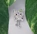 Sparkling Crystal Covered Kitty Brooch~Green Flower