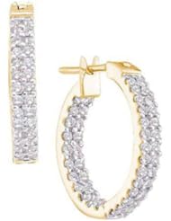 1 cttw 14k Yellow Gold Inside Out Hoop Earrings Diamond Inside Out Hoop Earrings (Real Diamonds: 1 cttw)