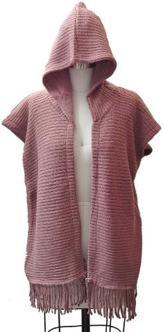 Women's Soft Knit Fringe Hood Vest (Camel)