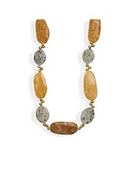 MMA Silver - 17 inch+2 inchExtension Jasper, Calcite and Cultured Freshwater Pearl Necklace