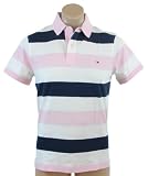 Tommy Hilfiger Mens Custom Fit Knit Short Sleeve Logo Polo Shirt - XXL - Pink/White/Navy