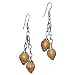 Double Bead Dangle Olive Wood Earrings