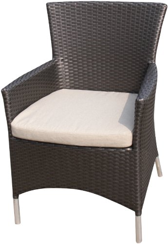 Ambientehome 63816 Sessel Tunis II F&uuml;&szlig;e Edelstahl-Look Polyrattan gold / braun