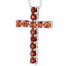 Sterling Silver 1.75 carats total weight Round shape Garnet and Padparascha Sapphire Cross Pendant Necklace
