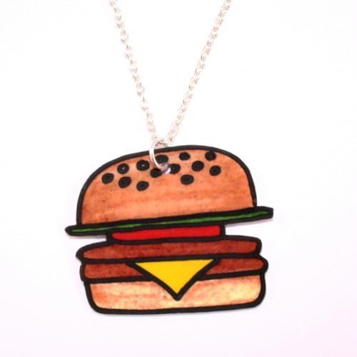 Sour Cherry Gold-plated-base Retro Burger Necklace (18 inch chain) - Gold-plated-base