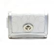 NEW AUTHENTIC COACH CRICKET SIGNATURE COMPACT CLUTCH (Silver/White)