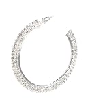 Rhinestone Flat Sided Hoop Earrings