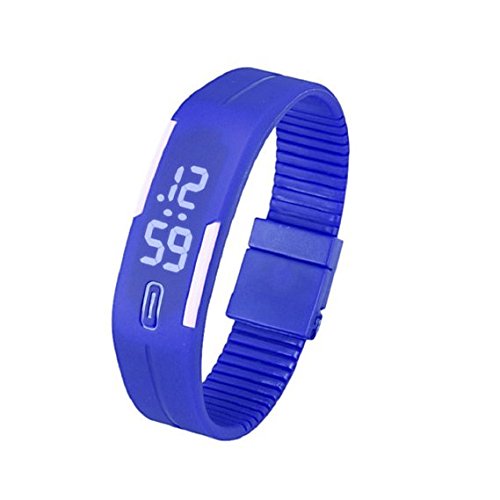 BESSKY Unisex Rubber Blue LED Watch Date Sports Bracelet Digital Wrist Watch