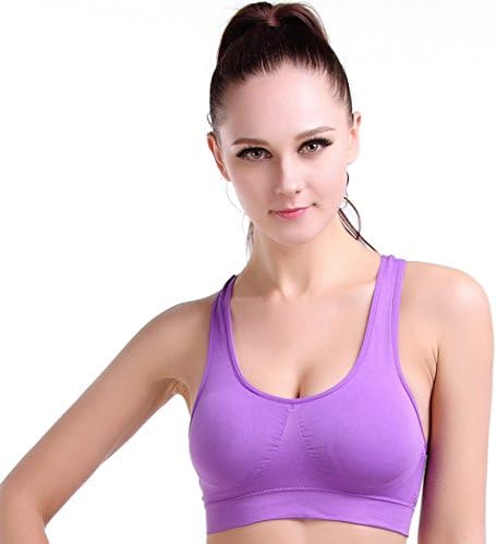 Pesail Women's Seamless Back Cross Sport Bra Plus Size Purple XL