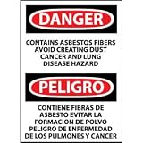 Bilingual Plastic Sign - Danger Contains Asbestos Fibers Avoid Creating Dust