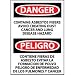 Bilingual Aluminum Sign - Danger Contains Asbestos Fibers Avoid Creating Dust