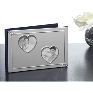 Silver Metal Photo Album w 2 Heart Shaped Photo Cut Outs (Set of 72) by Wedding Favors & BaShower Gifts