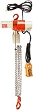 Harrington ED Dual Speed Electric Chain Hoist, Single Phase, Hook Mount, 125 lbs Capacity, 10 Lift, 69 fpm Max Lift Speed, 0.4 HP, 12.4" Headroom, 1" Hook Opening, 120V
