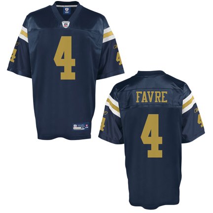Apparel: Brett Favre New York Jets/New York Titans Navy NFL Replica Jersey