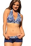 Ujena Vintage Blue Banded Bikini Swimsuit