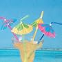 12 hibiscus parasol drinking Straws paper drink umbrellas