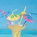 12 hibiscus parasol drinking Straws paper drink umbrellas
