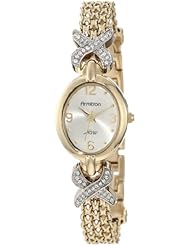 Armitron Womens 75-3176SET NOW Swarovski Crystal Accented Gold-Tone Bracelet Set Watch
