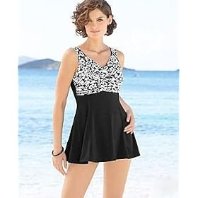 It Figures! Slender Thighs Collection Daisies Swimdress Swimsuit $92 Plus Sizes