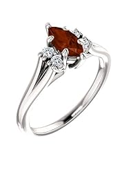 18K White Gold 8.00x4.00mm Marquise Cut Mozambique Garnet and Diamond Ring -- LIFETIME WARRANTY