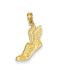 14K Yellow Gold Polished Running Shoe Charm Pendant 25mmx15mm