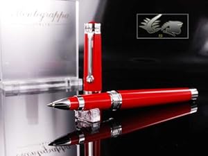 Montegrappa Parola Red Resin with Chrome Trim Rollerball Pen - ISWOTRAR