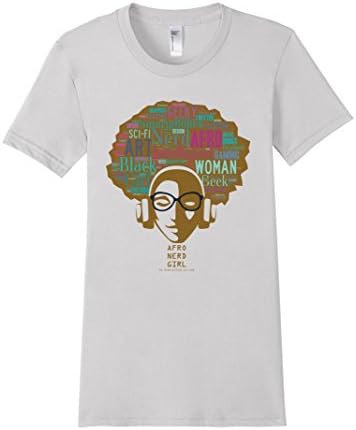 Afro Nerd Girl Tee - Female Large - Silver