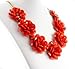 Fit&Wit Color Golden Plated Chain 7 Flowers Statement Fashion Flower Necklace Red