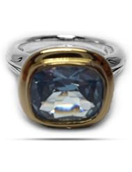 Sterling Silver & 18K Gold Byzantine Style Aqua Marine Ring