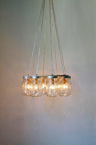Circular Mason Jar Chandelier - Pint Sized Jars - 12" Birch Laminate Ring