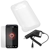 GTMax White Soft Rubber Silicone Skin Protector Cover Case + Clear LCD Scre ....