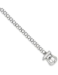 Sterling Silver Cz Belt Shaped Bracelet, Best Quality Free Gift Box Satisfaction Guaranteed