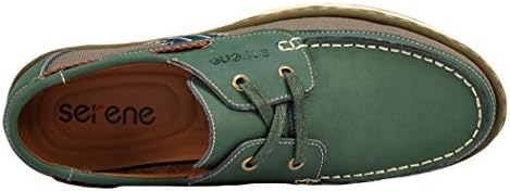 Kiwii Mens Fashion Casual British Formal Lace Up Ruched Closed Toe Leather And Canvas Flat Board Ankle Business Dress Shoes Walking Oxfords(8 D(M) US, Green)