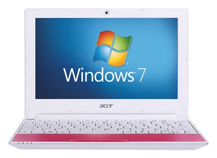 Acer Aspire One Happy 10.1 inch Netbook  Intel Atom Dual-Core N550 Processor  1GB RAM  250GB HDD  Wifi  Webcam  8hrs battery life  Windows 7 Starter Android  - Candy Pink