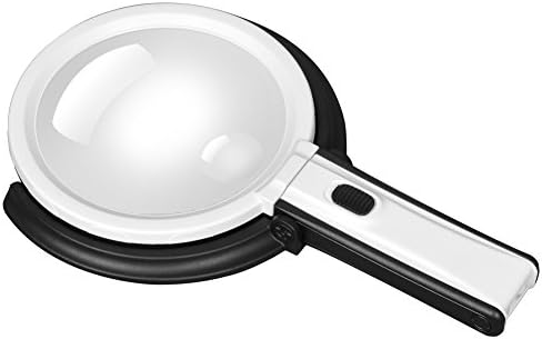 BEILESHI Double Loupes Handheld LED Desktype Folding Magnifier Jewelry Magnifier(Black&White)