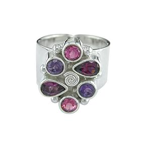 Sterling Silver Multi-Gemstone Ring by Sajen by Sajen Sterling Silver