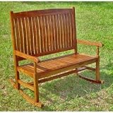 Traditional Wooden Double Porch Rocker in Stain (Stain) (43H x 45W x 21D)