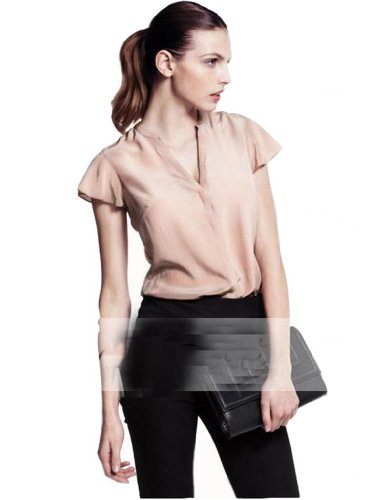WIIPU womens silk blouse with invisible button decoration (J2-48)