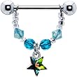 Handcrafted Blue Austrian Crystals with Star Nipple Ring MADE WITH SWAROVSKI ELEMENTS