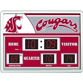 Washington State Cougars Scoreboard Clock Thermometer NFL Football Fan Shop Sports Team...