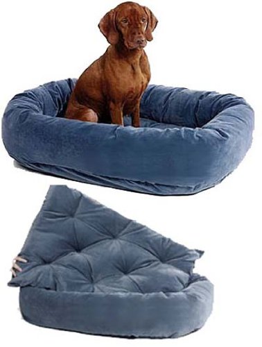 Round Dog Bolster Bed – Blue – Medium