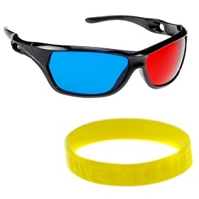 GTMax 3D Red/Cyan Glasses for watching 3D Movies (Ice Age 3 Dawn of The Dinosaurs 3D) and Playing Games on TV/Monitor Flat Screens with Wristband