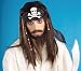 All Products : Mens Halloween Brown Costume Wig Long Hair Pirate Scarf Black Skull Bandana Captain Jack Jolly Roger