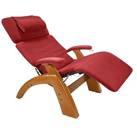 Human Touch Perfect Chair, Electric Base, with Folding Footrest ln Maple with a Garnet Micro Suede Cover Human Touch Perfect Chair, Electric Base, with Folding Footrest ln Maple with a Garnet Micro-Suede Cover