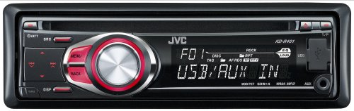 JVC KD-R401 CD/MP3/USB Car Stereo with Front Aux Input -Red Illumination