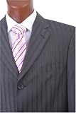 Men's Single Breasted 3 Button Brown Pinstripe Super 150's Dress Suit