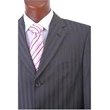 Men's Single Breasted 3 Button Brown Pinstripe Super 150's Dress Suit